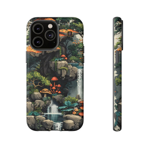 iPhone 14 | 14 Pro | 14 Plus | 14 Pro Max | 15 | 15 Pro | 15 Plus | 15 Pro Max β Enchanted,Island,Mushrooms,Waterfalls β front-and-side