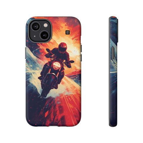 iPhone 14 | 14 Pro | 14 Plus | 14 Pro Max | 15 | 15 Pro | 15 Plus | 15 Pro Max β Adventure,Motorcycle,Sunset,Vector β front-and-side