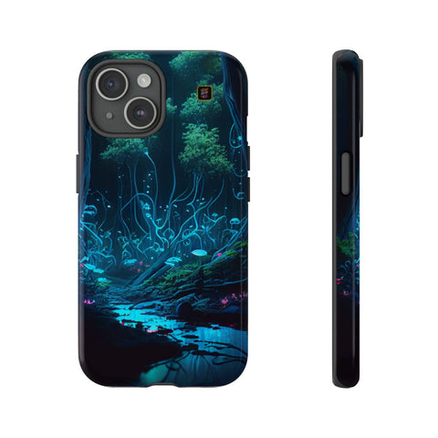 iPhone 14 | 14 Pro | 14 Plus | 14 Pro Max | 15 | 15 Pro | 15 Plus | 15 Pro Max β Bioluminescent,Enchanted,Forest,Mushrooms β front-and-side