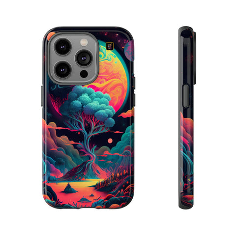 iPhone 14 | 14 Pro | 14 Plus | 14 Pro Max | 15 | 15 Pro | 15 Plus | 15 Pro Max – Artistic,CosmicTree,Harmony,Vibrant – front-and-side