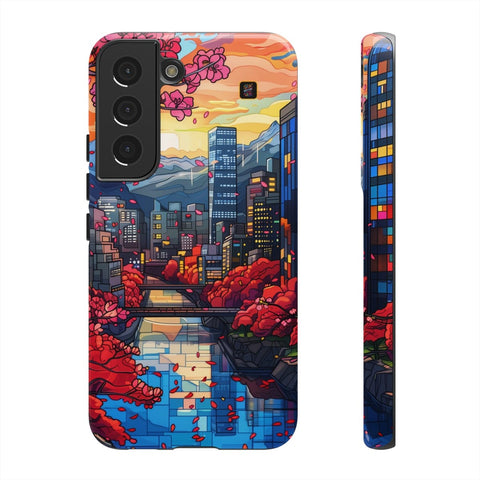 Galaxy S22 | S22 Plus | S22 Ultra | S23 | S23 Plus | S23 Ultra | S24 | S24 Plus | S24 Ultraβ Blossoms,Cityscape,River,Skyscrapers β front-and-side