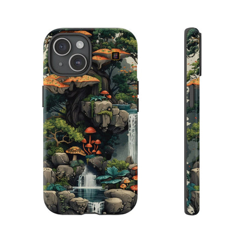 iPhone 14 | 14 Pro | 14 Plus | 14 Pro Max | 15 | 15 Pro | 15 Plus | 15 Pro Max β Enchanted,Island,Mushrooms,Waterfalls β front-and-side
