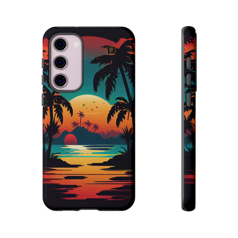 Galaxy S22 | S22 Plus | S22 Ultra | S23 | S23 Plus | S23 Ultra – Beachscape,ColorfulSunrise,PalmTrees,TropicalParadise – front-and-side