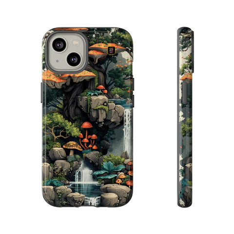 iPhone 14 | 14 Pro | 14 Plus | 14 Pro Max | 15 | 15 Pro | 15 Plus | 15 Pro Maxβ Enchanted,Island,Mushrooms,Waterfalls β front-and-side