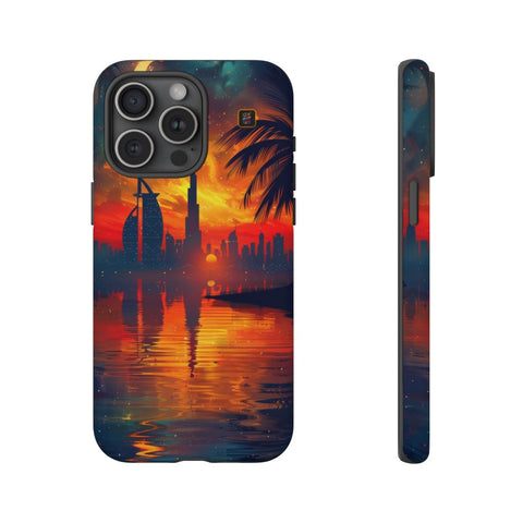 iPhone 14 | 14 Pro | 14 Plus | 14 Pro Max | 15 | 15 Pro | 15 Plus | 15 Pro Max β Crescent,DubaiSkyline,PalmTree,SunsetReflection β front-and-side