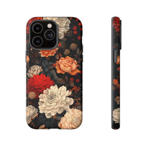 iPhone 14 | 14 Pro | 14 Plus | 14 Pro Max | 15 | 15 Pro | 15 Plus | 15 Pro Max β CherryBlossoms,Chrysanthemums,FloralWallpaper,IntricateDesign β front-and-side