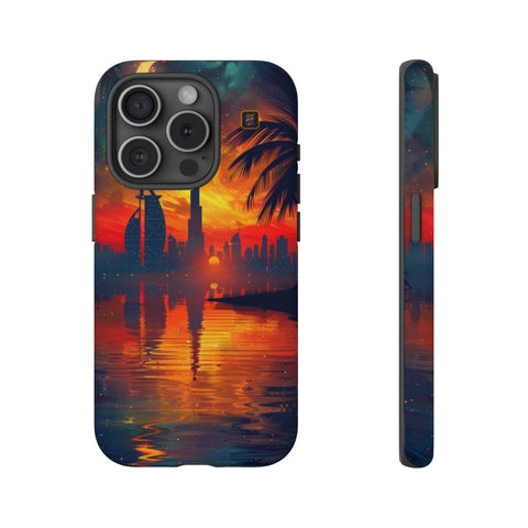 iPhone 14 | 14 Pro | 14 Plus | 14 Pro Max | 15 | 15 Pro | 15 Plus | 15 Pro Max β Crescent,DubaiSkyline,PalmTree,SunsetReflection β front-and-side