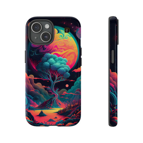iPhone 14 | 14 Pro | 14 Plus | 14 Pro Max | 15 | 15 Pro | 15 Plus | 15 Pro Max – Artistic,CosmicTree,Harmony,Vibrant – front-and-side