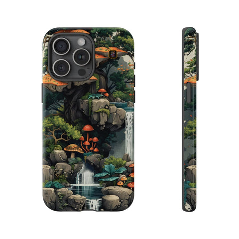 iPhone 14 | 14 Pro | 14 Plus | 14 Pro Max | 15 | 15 Pro | 15 Plus | 15 Pro Max β Enchanted,Island,Mushrooms,Waterfalls β front-and-side