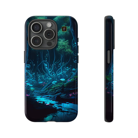 iPhone 14 | 14 Pro | 14 Plus | 14 Pro Max | 15 | 15 Pro | 15 Plus | 15 Pro Max β Bioluminescent,Enchanted,Forest,Mushrooms β front-and-side