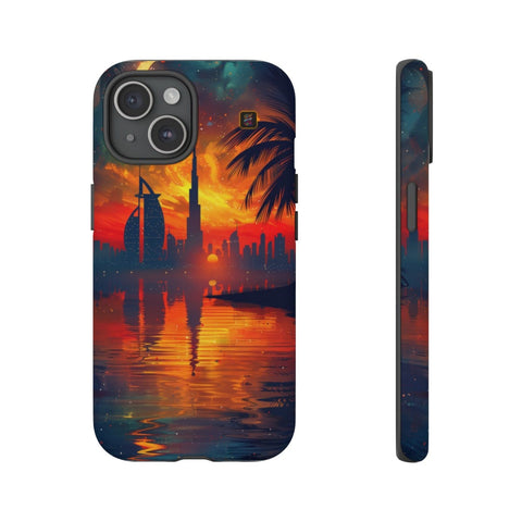 iPhone 14 | 14 Pro | 14 Plus | 14 Pro Max | 15 | 15 Pro | 15 Plus | 15 Pro Max β Crescent,DubaiSkyline,PalmTree,SunsetReflection β front-and-side