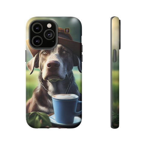 iPhone 14 | 14 Pro | 14 Plus | 14 Pro Max | 15 | 15 Pro | 15 Plus | 15 Pro Max – Backyard,Coffee,Hat,Relaxation – front-and-side