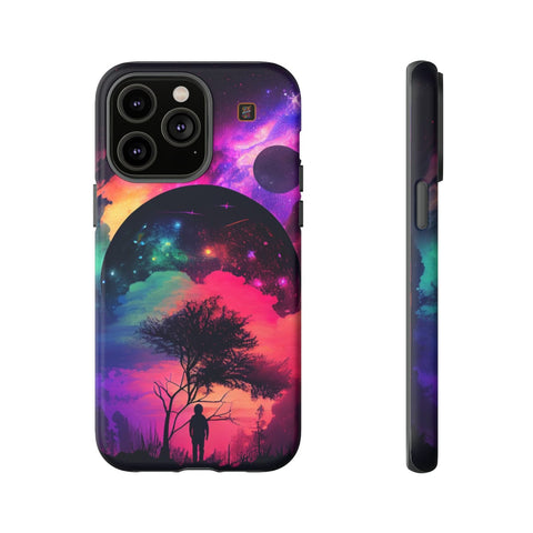 iPhone 14 | 14 Pro | 14 Plus | 14 Pro Max | 15 | 15 Pro | 15 Plus | 15 Pro Max – Dreamscape,Planet,Silhouette,Starrysky – front-and-side