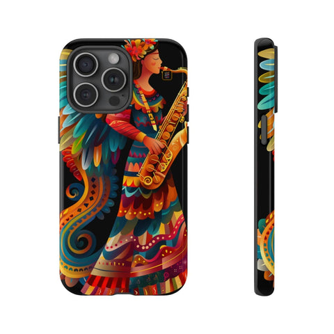 iPhone 14 | 14 Pro | 14 Plus | 14 Pro Max | 15 | 15 Pro | 15 Plus | 15 Pro Max β Angel,Folkart,Saxophone,Vibrant β front-and-side