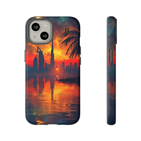 iPhone 14 | 14 Pro | 14 Plus | 14 Pro Max | 15 | 15 Pro | 15 Plus | 15 Pro Max β Crescent,DubaiSkyline,PalmTree,SunsetReflection β front-and-side