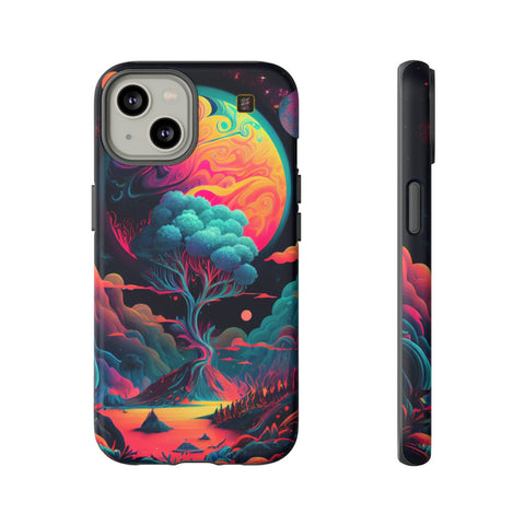iPhone 14 | 14 Pro | 14 Plus | 14 Pro Max | 15 | 15 Pro | 15 Plus | 15 Pro Max – Artistic,CosmicTree,Harmony,Vibrant – front-and-side