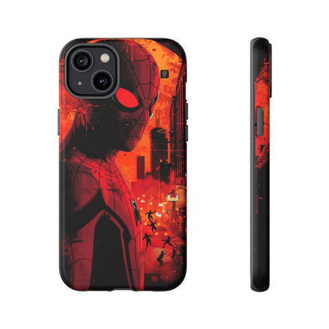 iPhone 14 | 14 Pro | 14 Plus | 14 Pro Max | 15 | 15 Pro | 15 Plus | 15 Pro Max – Bright,Cityscape,Spiderman,Symmetry – front-and-side