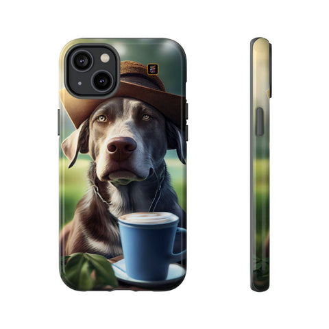 iPhone 14 | 14 Pro | 14 Plus | 14 Pro Max | 15 | 15 Pro | 15 Plus | 15 Pro Max – Backyard,Coffee,Hat,Relaxation – front-and-side