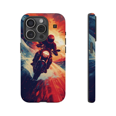 iPhone 14 | 14 Pro | 14 Plus | 14 Pro Max | 15 | 15 Pro | 15 Plus | 15 Pro Max β Adventure,Motorcycle,Sunset,Vector β front-and-side