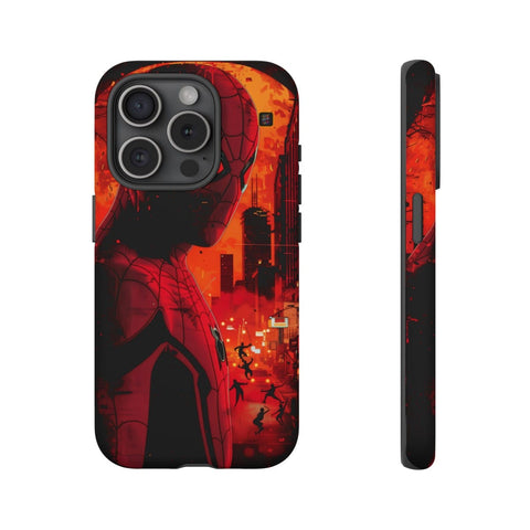 iPhone 14 | 14 Pro | 14 Plus | 14 Pro Max | 15 | 15 Pro | 15 Plus | 15 Pro Max – Bright,Cityscape,Spiderman,Symmetry – front-and-side