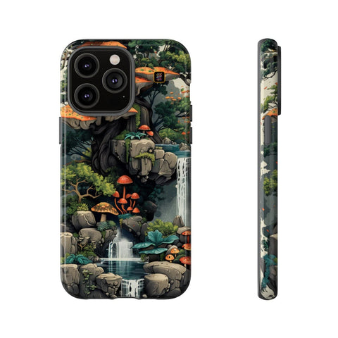 iPhone 14 | 14 Pro | 14 Plus | 14 Pro Max | 15 | 15 Pro | 15 Plus | 15 Pro Max β Enchanted,Island,Mushrooms,Waterfalls β front-and-side