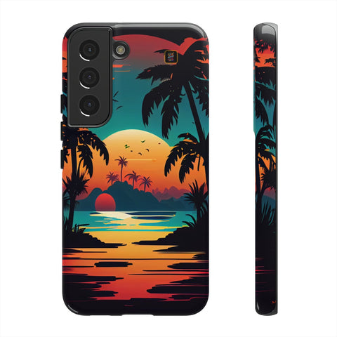 Galaxy S22 | S22 Plus | S22 Ultra | S23 | S23 Plus | S23 Ultra – Beachscape,ColorfulSunrise,PalmTrees,TropicalParadise – front-and-side