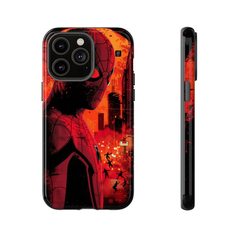 iPhone 14 | 14 Pro | 14 Plus | 14 Pro Max | 15 | 15 Pro | 15 Plus | 15 Pro Max – Bright,Cityscape,Spiderman,Symmetry – front-and-side
