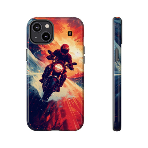 iPhone 14 | 14 Pro | 14 Plus | 14 Pro Max | 15 | 15 Pro | 15 Plus | 15 Pro Max β Adventure,Motorcycle,Sunset,Vector β front-and-side