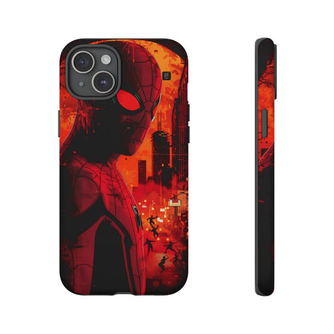 iPhone 14 | 14 Pro | 14 Plus | 14 Pro Max | 15 | 15 Pro | 15 Plus | 15 Pro Max – Bright,Cityscape,Spiderman,Symmetry – front-and-side
