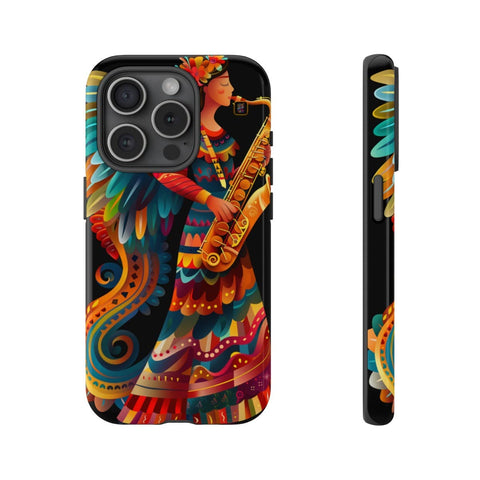 iPhone 14 | 14 Pro | 14 Plus | 14 Pro Max | 15 | 15 Pro | 15 Plus | 15 Pro Max β Angel,Folkart,Saxophone,Vibrant β front-and-side