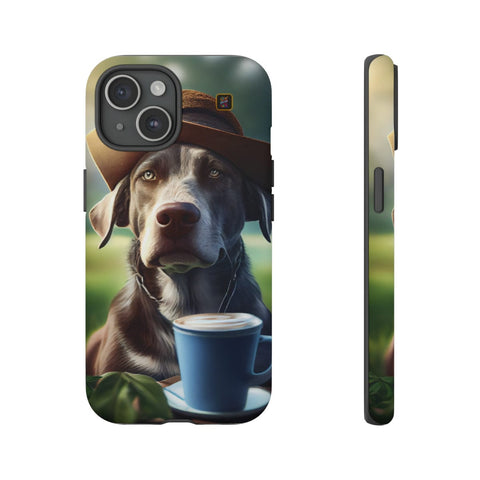 iPhone 14 | 14 Pro | 14 Plus | 14 Pro Max | 15 | 15 Pro | 15 Plus | 15 Pro Max – Backyard,Coffee,Hat,Relaxation – front-and-side