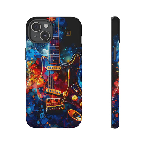 iPhone 14 | 14 Pro | 14 Plus | 14 Pro Max | 15 | 15 Pro | 15 Plus | 15 Pro Max – Abstract,ElectricGuitar,GraffitiArt,Vibrant – front-and-side