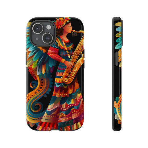iPhone 14 | 14 Pro | 14 Plus | 14 Pro Max | 15 | 15 Pro | 15 Plus | 15 Pro Max β Angel,Folkart,Saxophone,Vibrant β front-and-side