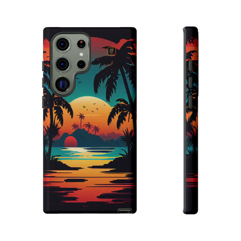 Galaxy S22 | S22 Plus | S22 Ultra | S23 | S23 Plus | S23 Ultra – Beachscape,ColorfulSunrise,PalmTrees,TropicalParadise – front-and-side