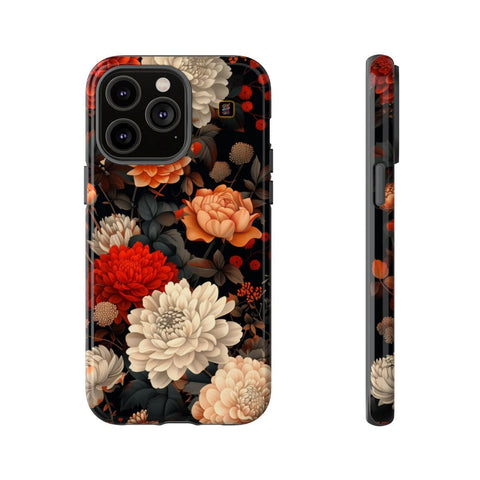 iPhone 14 | 14 Pro | 14 Plus | 14 Pro Max | 15 | 15 Pro | 15 Plus | 15 Pro Max β CherryBlossoms,Chrysanthemums,FloralWallpaper,IntricateDesign β front-and-side