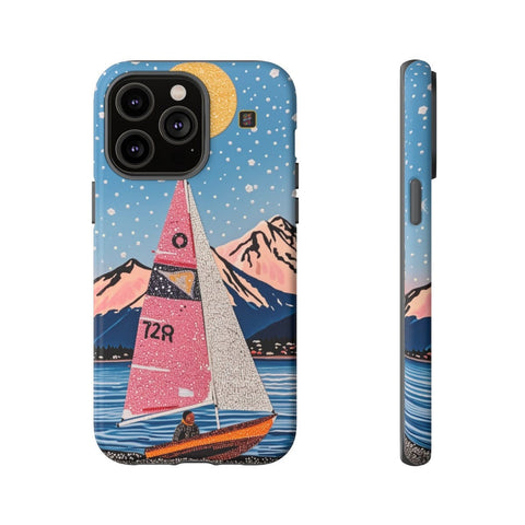 iPhone 14 | 14 Pro | 14 Plus | 14 Pro Max | 15 | 15 Pro | 15 Plus | 15 Pro Max β Aurora,Mountains,Sailboat,Whimsical β front-and-side