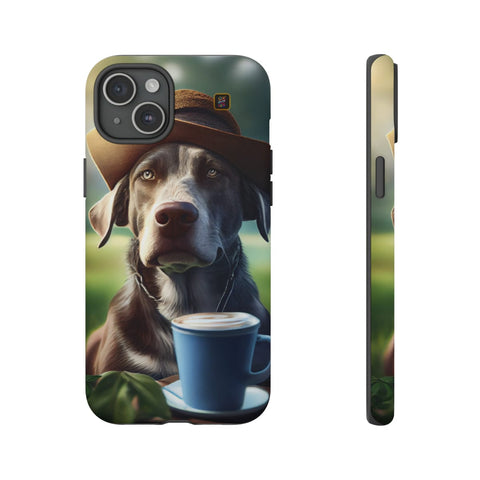 iPhone 14 | 14 Pro | 14 Plus | 14 Pro Max | 15 | 15 Pro | 15 Plus | 15 Pro Max – Backyard,Coffee,Hat,Relaxation – front-and-side