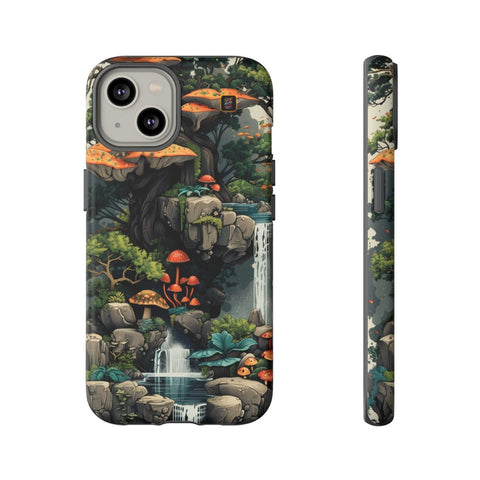 iPhone 14 | 14 Pro | 14 Plus | 14 Pro Max | 15 | 15 Pro | 15 Plus | 15 Pro Max β Enchanted,Island,Mushrooms,Waterfalls β front-and-side