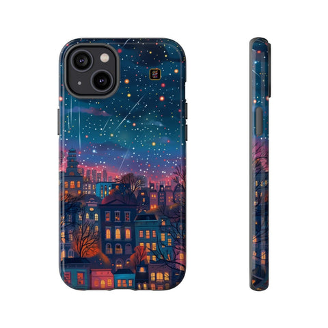 iPhone 14 | 14 Pro | 14 Plus | 14 Pro Max | 15 | 15 Pro | 15 Plus | 15 Pro Max β Buildings,GlowingNight,ShootingStars,Trees β front-and-side