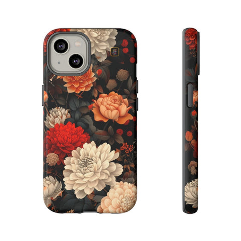 iPhone 14 | 14 Pro | 14 Plus | 14 Pro Max | 15 | 15 Pro | 15 Plus | 15 Pro Max β CherryBlossoms,Chrysanthemums,FloralWallpaper,IntricateDesign β front-and-side