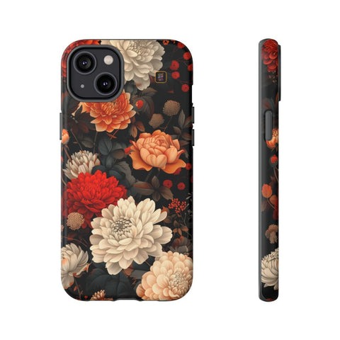 iPhone 14 | 14 Pro | 14 Plus | 14 Pro Max | 15 | 15 Pro | 15 Plus | 15 Pro Max β CherryBlossoms,Chrysanthemums,FloralWallpaper,IntricateDesign β front-and-side