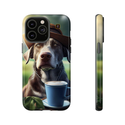 iPhone 14 | 14 Pro | 14 Plus | 14 Pro Max | 15 | 15 Pro | 15 Plus | 15 Pro Max – Backyard,Coffee,Hat,Relaxation – front-and-side