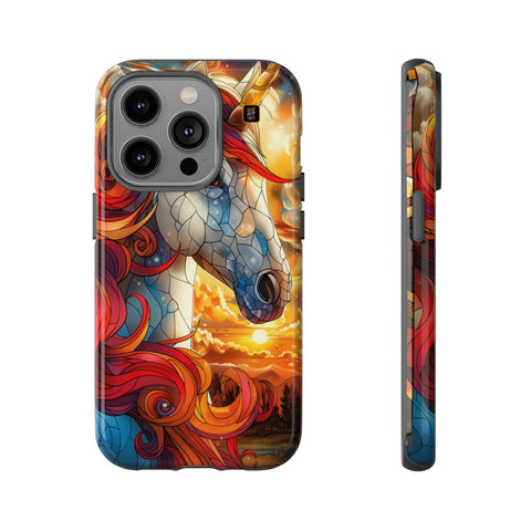 iPhone 14 | 14 Pro | 14 Plus | 14 Pro Max | 15 | 15 Pro | 15 Plus | 15 Pro Max β Enchantment,Fantasy,StainedGlass,Unicorn β front-and-side