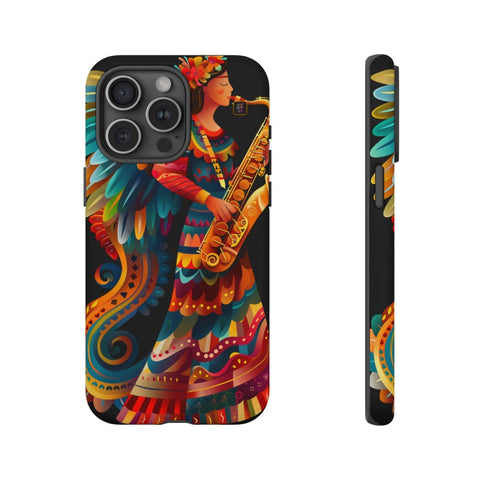 iPhone 14 | 14 Pro | 14 Plus | 14 Pro Max | 15 | 15 Pro | 15 Plus | 15 Pro Max β Angel,Folkart,Saxophone,Vibrant β front-and-side