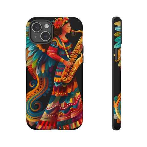 iPhone 14 | 14 Pro | 14 Plus | 14 Pro Max | 15 | 15 Pro | 15 Plus | 15 Pro Max β Angel,Folkart,Saxophone,Vibrant β front-and-side
