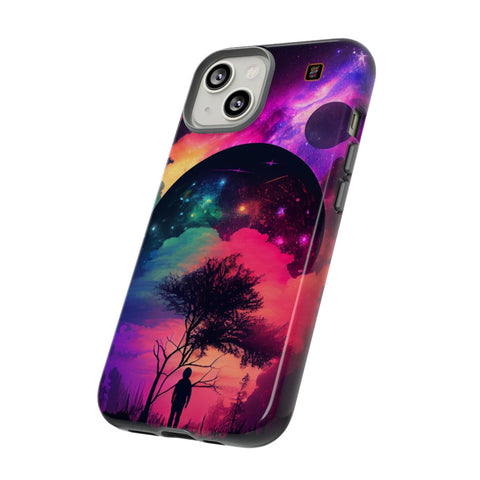 iPhone 14 | 14 Pro | 14 Plus | 14 Pro Max | 15 | 15 Pro | 15 Plus | 15 Pro Max– Dreamscape,Planet,Silhouette,Starrysky – side