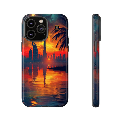 iPhone 14 | 14 Pro | 14 Plus | 14 Pro Max | 15 | 15 Pro | 15 Plus | 15 Pro Max β Crescent,DubaiSkyline,PalmTree,SunsetReflection β front-and-side