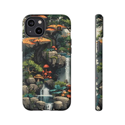 iPhone 14 | 14 Pro | 14 Plus | 14 Pro Max | 15 | 15 Pro | 15 Plus | 15 Pro Max β Enchanted,Island,Mushrooms,Waterfalls β front-and-side