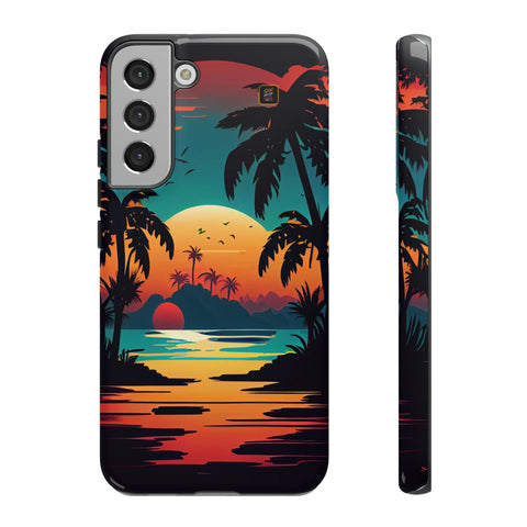 Galaxy S22 | S22 Plus | S22 Ultra | S23 | S23 Plus | S23 Ultra – Beachscape,ColorfulSunrise,PalmTrees,TropicalParadise – front-and-side