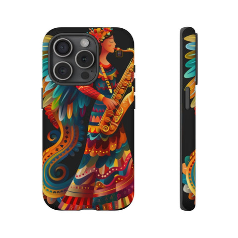 iPhone 14 | 14 Pro | 14 Plus | 14 Pro Max | 15 | 15 Pro | 15 Plus | 15 Pro Max β Angel,Folkart,Saxophone,Vibrant β front-and-side